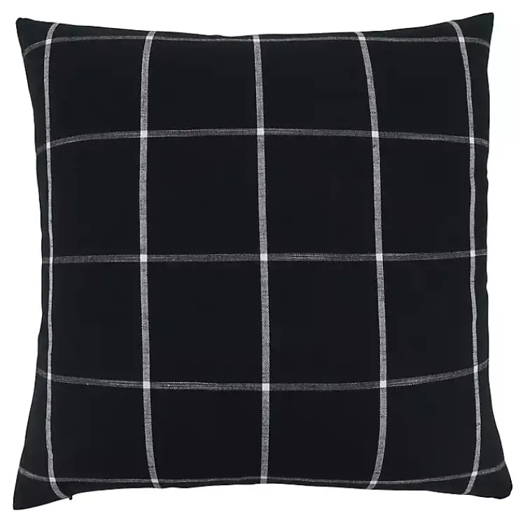 Online Midnight Black Large Print Plaid Throw Pillow Pillows