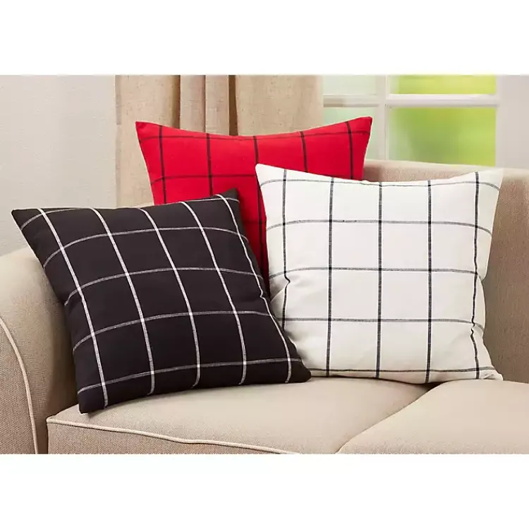 Online Midnight Black Large Print Plaid Throw Pillow Pillows