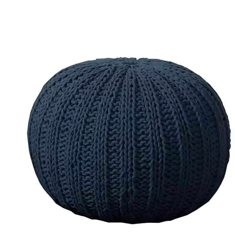 New Midnight Cable Knit Pouf Poufs & Floor Cushions