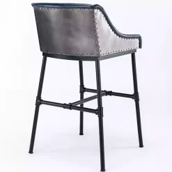 Kirklands Home Bar Stools & Counter Height Stools|Midnight Faux Leather Parlor Bar Stool Blue