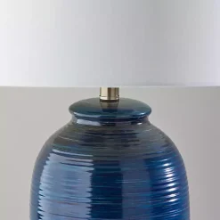 Kirklands Home Table Lamps|Midnight Ribbed Alexis Table Lamp Blue