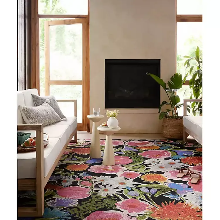 Kirklands Home Area Rugs|Midnight Garden Party Indoor/Outdoor Rug, 7x11