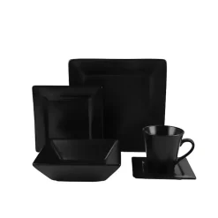 Kirklands Home Dinnerware|Midnight Squared 30-pc. Dinnerware Set Black