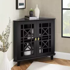 Kirklands Home Cabinets & Sideboards|Mikie Corner Cabinet Black
