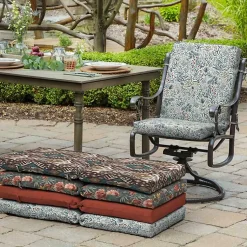 Kirklands Home Outdoor Cushions & Pillows|Millennial Leaf Luxe Outdoor Dining Chair Cushion White