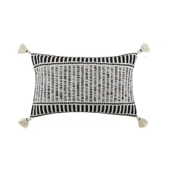 Clearance Milly Black and White Tassel Lumbar Pillow Pillows