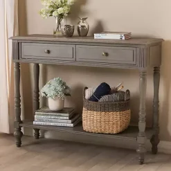 Kirklands Home Console Tables|Mindi Wood Rustic Farmhouse Console Table Gray