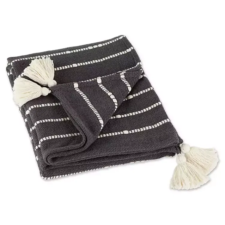 Clearance Mineral Slub Stripe Decorative Throw Blankets & Throws