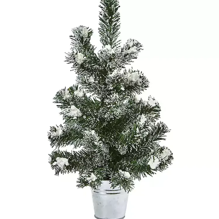 Discount Mini Pine Trees in Tin Planters, Set of 2 Christmas Arrangements & Garland