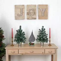 Discount Mini Pine Trees in Tin Planters, Set of 2 Christmas Arrangements & Garland