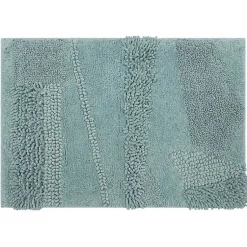 Kirklands Home Bathroom Rugs|Mint Asymmetrical Cotton Bath Mat, 60 in. Blue