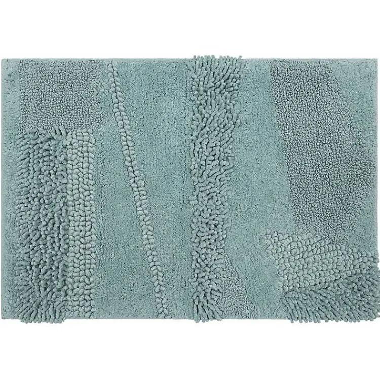Kirklands Home Bathroom Rugs|Mint Asymmetrical Cotton Bath Mat, 60 in. Blue