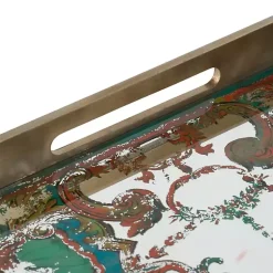 Clearance Mirrored Moroccan Pattern Tray with Gold Edges Decorative Trays