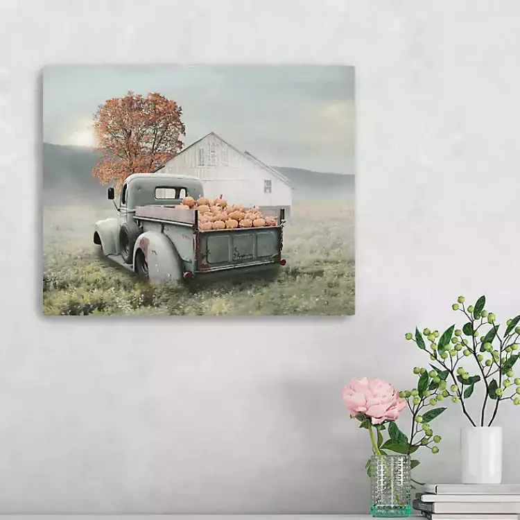 Hot Misty Pumpkin Farm Harvest Canvas Wall Art Fall
