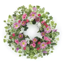 Hot Mixed Floral Ivy Wreath Wreaths