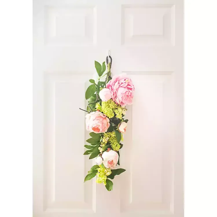 Sale Mixed Peony and Hydrangea Swag Teardrop Arrangements & Greenery