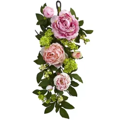 Sale Mixed Peony and Hydrangea Swag Teardrop Arrangements & Greenery
