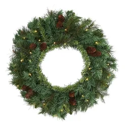 Online Mixed Pine Clear LED Wreath, 20 in. Christmas Wreaths