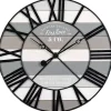 Kirklands Home Clocks|Mixed Plank and Black Metal Wall Clock