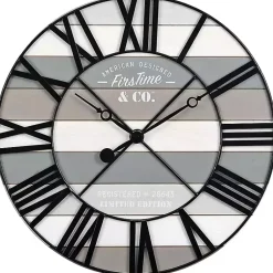 Kirklands Home Clocks|Mixed Plank and Black Metal Wall Clock
