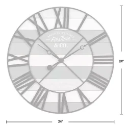 Kirklands Home Clocks|Mixed Plank and Black Metal Wall Clock
