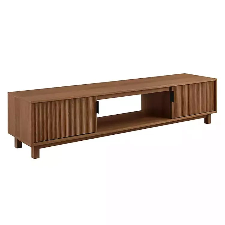 Kirklands Home Tv Stands & Media Consoles|Mocha Wood Fluted 2-Door TV Stand Brown
