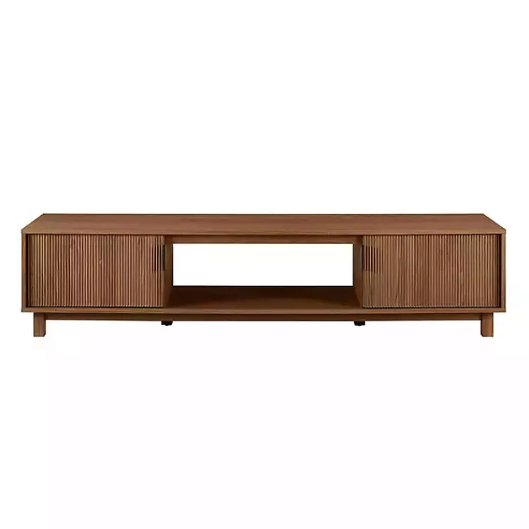 Kirklands Home Tv Stands & Media Consoles|Mocha Wood Fluted 2-Door TV Stand Brown