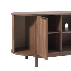 Kirklands Home Tv Stands & Media Consoles|Mocha Wood Reeded Oval TV Stand Brown