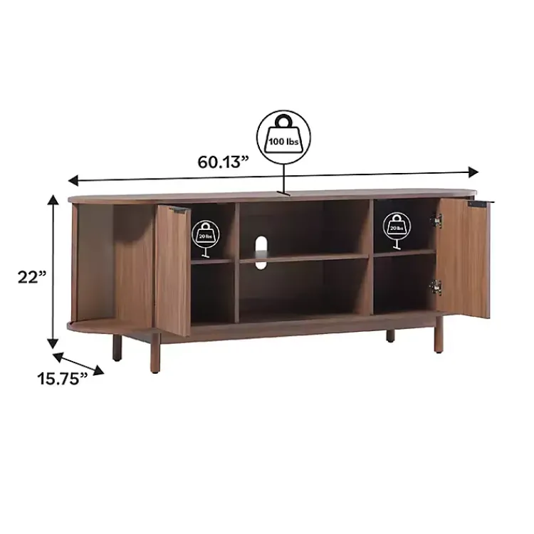 Kirklands Home Tv Stands & Media Consoles|Mocha Wood Reeded Oval TV Stand Brown