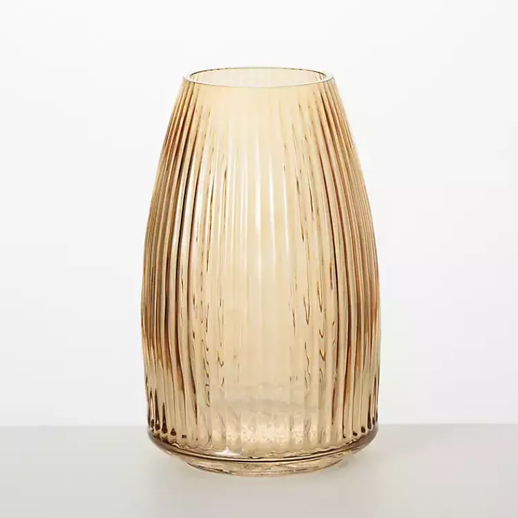 Best Modern Amber Ribbed Glass Vase Vases