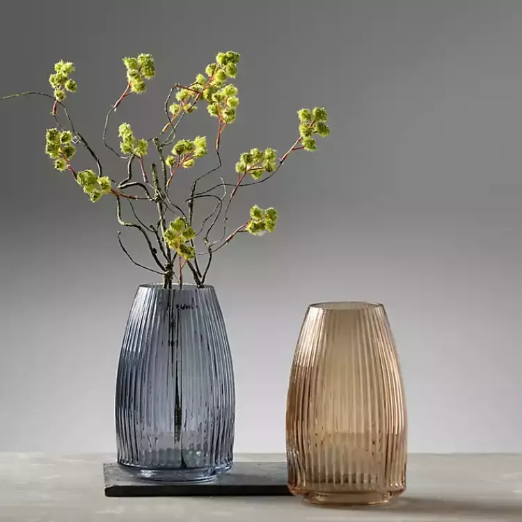 Best Modern Amber Ribbed Glass Vase Vases