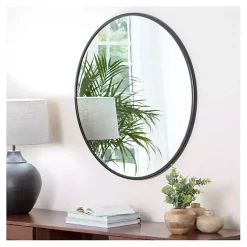 Kirklands Home Framed Mirrors|Modern Metal Round Wall Mirror Black