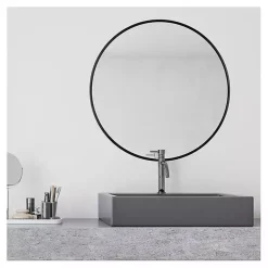 Kirklands Home Framed Mirrors|Modern Metal Round Wall Mirror Black