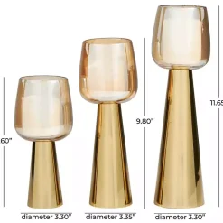New Modern Base Glass 3-pc. Candle Holder Set Candle Holders