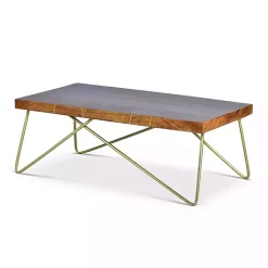 Kirklands Home Coffee Tables|Modern Mango Wood Brass Coffee Table Brown