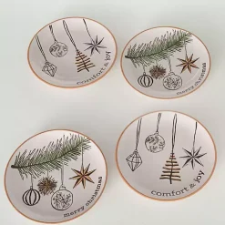 New Modern White Cozy Christmas Snack Plates, Set of 4 Christmas Dining & Entertaining