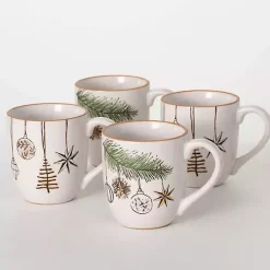 Outlet Modern White Cozy Christmas Mugs, Set of 4 Christmas Dining & Entertaining
