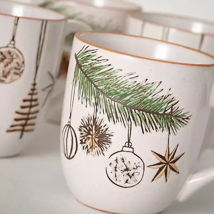 Outlet Modern White Cozy Christmas Mugs, Set of 4 Christmas Dining & Entertaining