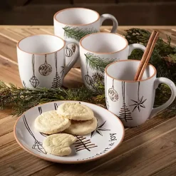 Outlet Modern White Cozy Christmas Mugs, Set of 4 Christmas Dining & Entertaining