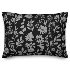 Monochrome Florals Indoor/Outdoor Lumbar Pillow Pillows
