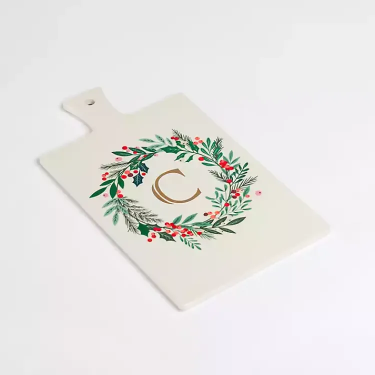 Best Monogram C Christmas Wreath Serving Board Monogram Seasonal Decor