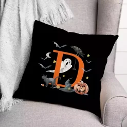 Clearance Monogram D Halloween Indoor/Outdoor Pillow Halloween