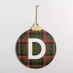 Hot Monogram D Plaid Ornament Wall Plaque Monogram Seasonal Decor