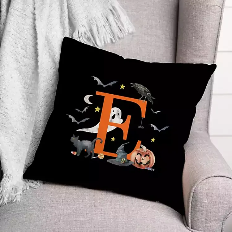 Discount Monogram E Halloween Indoor/Outdoor Pillow Halloween