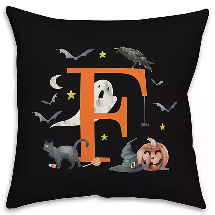 Sale Monogram F Halloween Indoor/Outdoor Pillow Halloween
