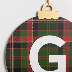 Outlet Monogram G Plaid Ornament Wall Plaque Monogram Seasonal Decor