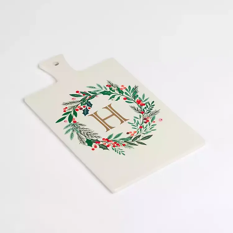 Hot Monogram H Christmas Wreath Serving Board Monogram Seasonal Decor