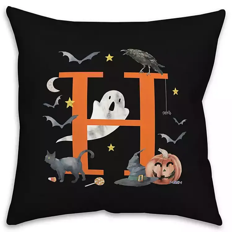 Outlet Monogram H Halloween Indoor/Outdoor Pillow Halloween