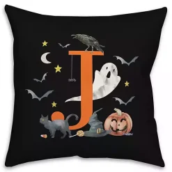 Online Monogram J Halloween Indoor/Outdoor Pillow Halloween