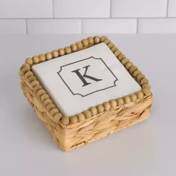 Kirklands Home Monogram Kitchen Decor|Monogram K Beaded Napkin Holder Set